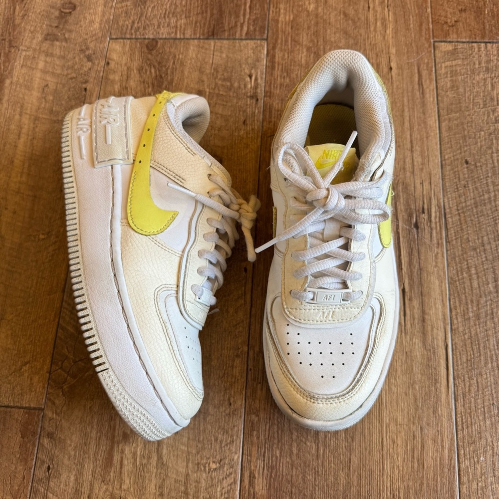 Nike Air Force 1 low shadow pale ivory light zitron sneakers size 6.5 - Picture 7 of 9